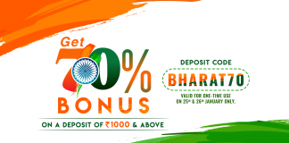 Celebrate This Republic Day With 70% Extra Bonus!